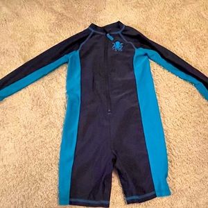 Boys one piece rash guard swimsuit with underwear